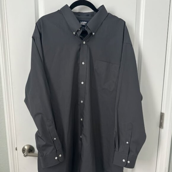 Land’s End Men’s No Iron Broadcloth Shirt, Grey, Traditional Fit, Size 19/35 - Picture 1 of 5